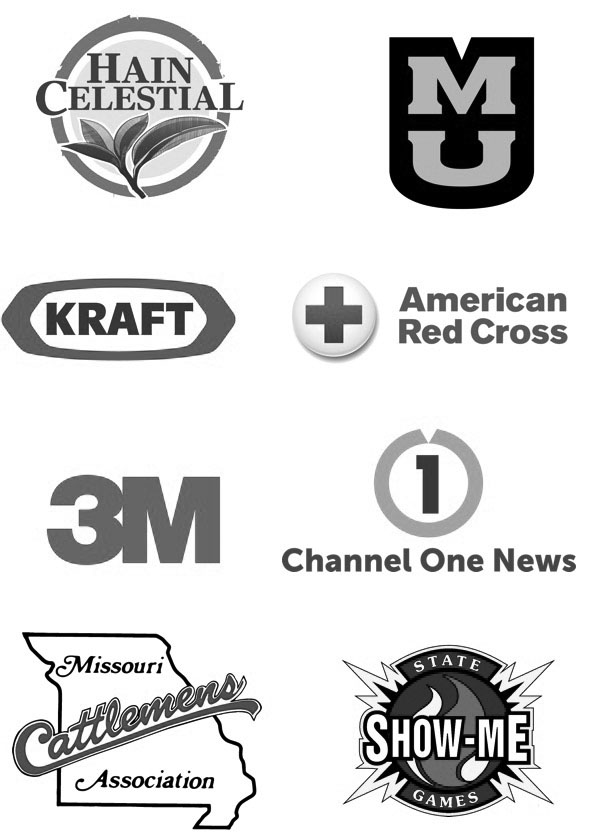 Hain Celestial, Mizzou, Kraft, Red Cross, 3M, Channel 1 News, Missouri Cattlemens Association, Show-Me State Games