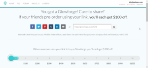 Crowdfunding Kickstarter Referral Affiliate Program Screenshot for Glowforge